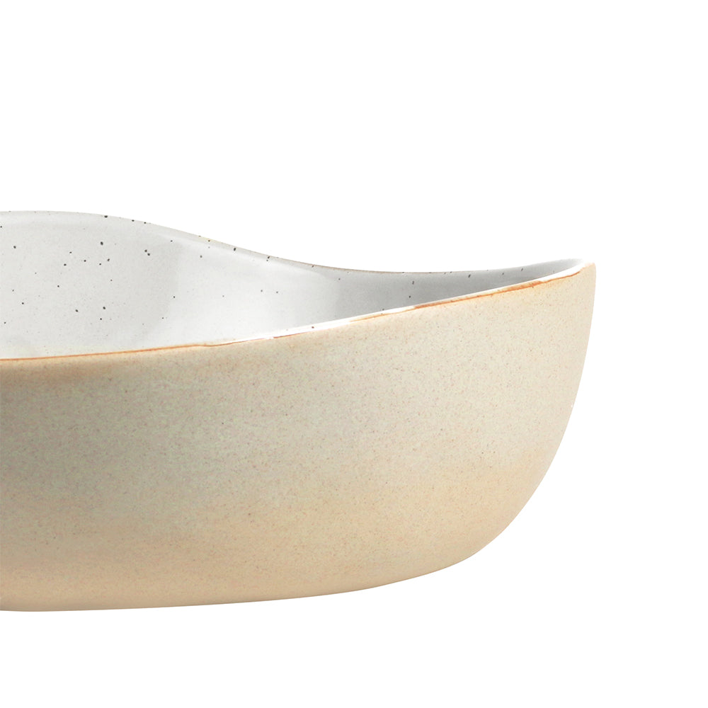 SERVING BOWL -WHITE SPECKLE (w/RAW) TABLE OF PLENTY